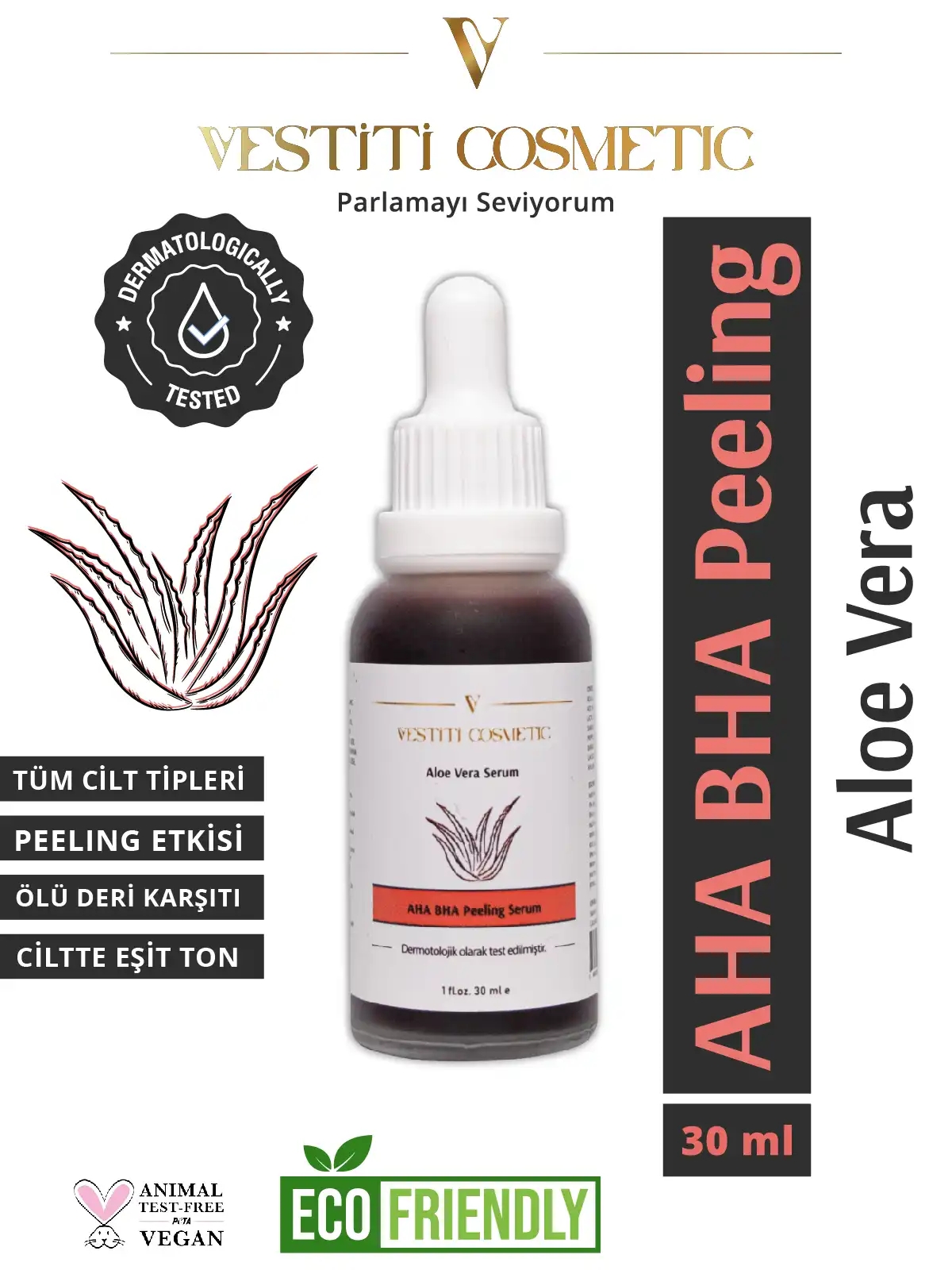 AHA BHA Peeling Serum - Hyaluronic Acid Serum - Anti Aging Serum 3’lü Set