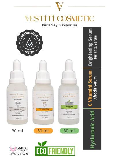 C Vitamin Serum - Hyaluronic Acid Serum - Brightening Serum 3’lü Set